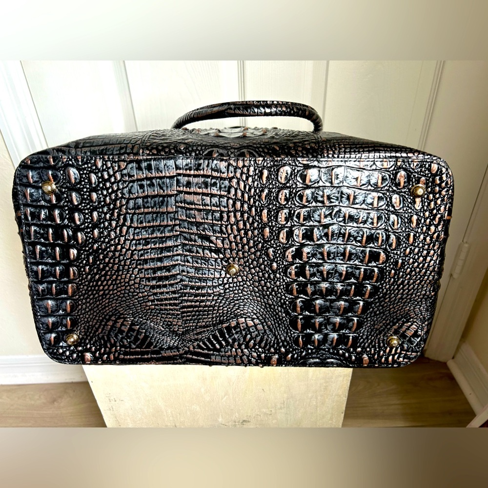 EUC Brahmin LEATHER Croc-Embossed  CarryAll weekender bag in Dusk Melbourne - Picture 3 of 10